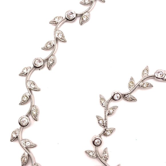 NADRI Silver-Tone Vine Leaf Crystal Necklace & Bracelet Set